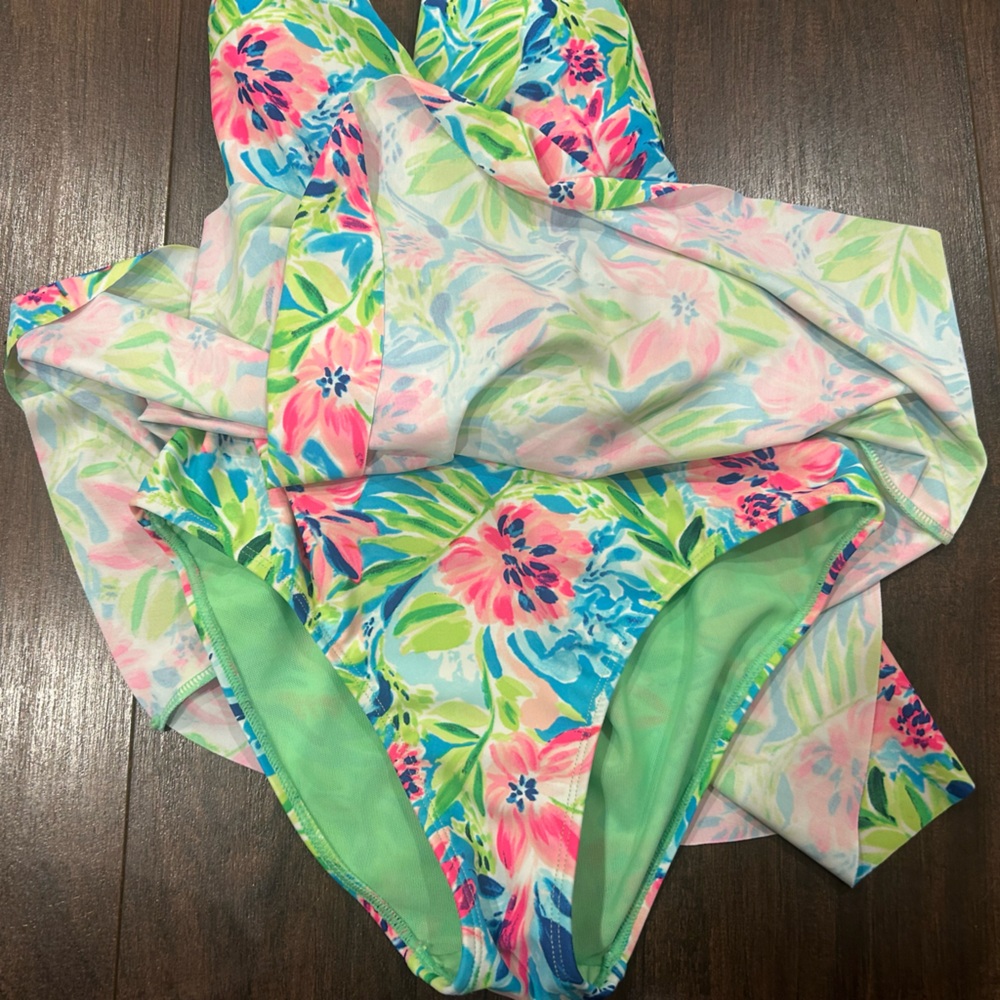 NWT Stella Parker Size Small Wrap Swim Dress Multicolor Water Lily Pattern - Picture 9 of 11
